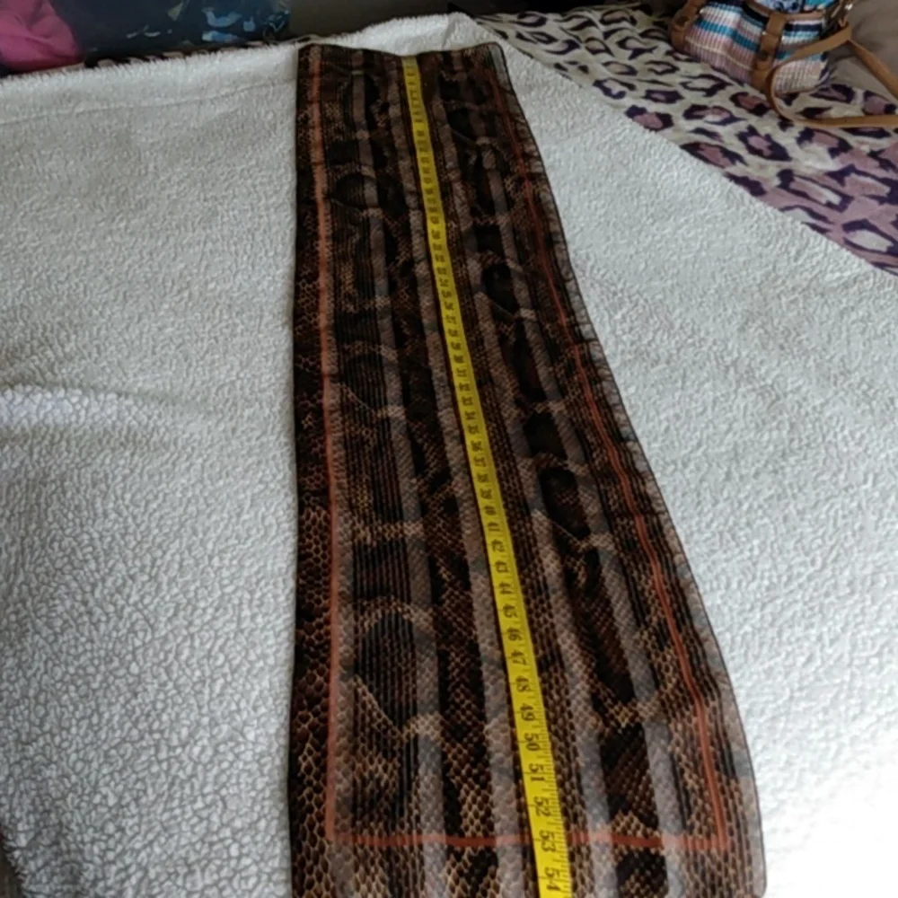 Women's Scarf Sheer‎ Snakeskin pattern brown and black 54.5